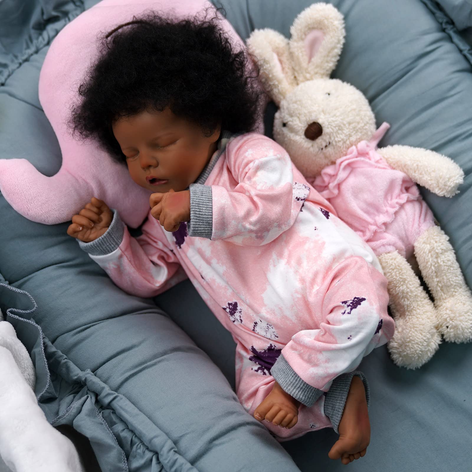 Foto 4 pulgar | Muñeca Reborn Jizhi Relike Afroamericana De 43 Cm Con Kit De Alimentación - Venta Internacional.