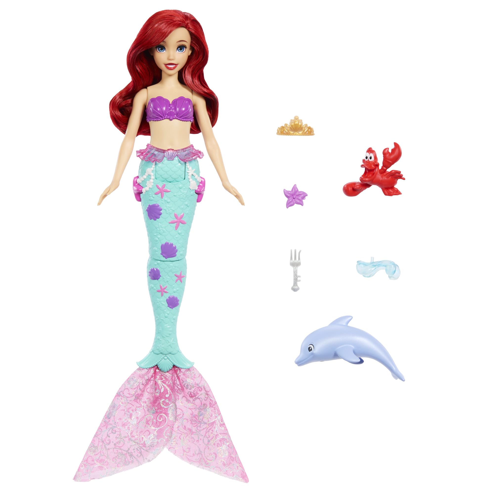 Foto 2 | Muñeca De Moda Mattel Disney Princess Ariel Con Dolphin Squirter - Venta Internacional.