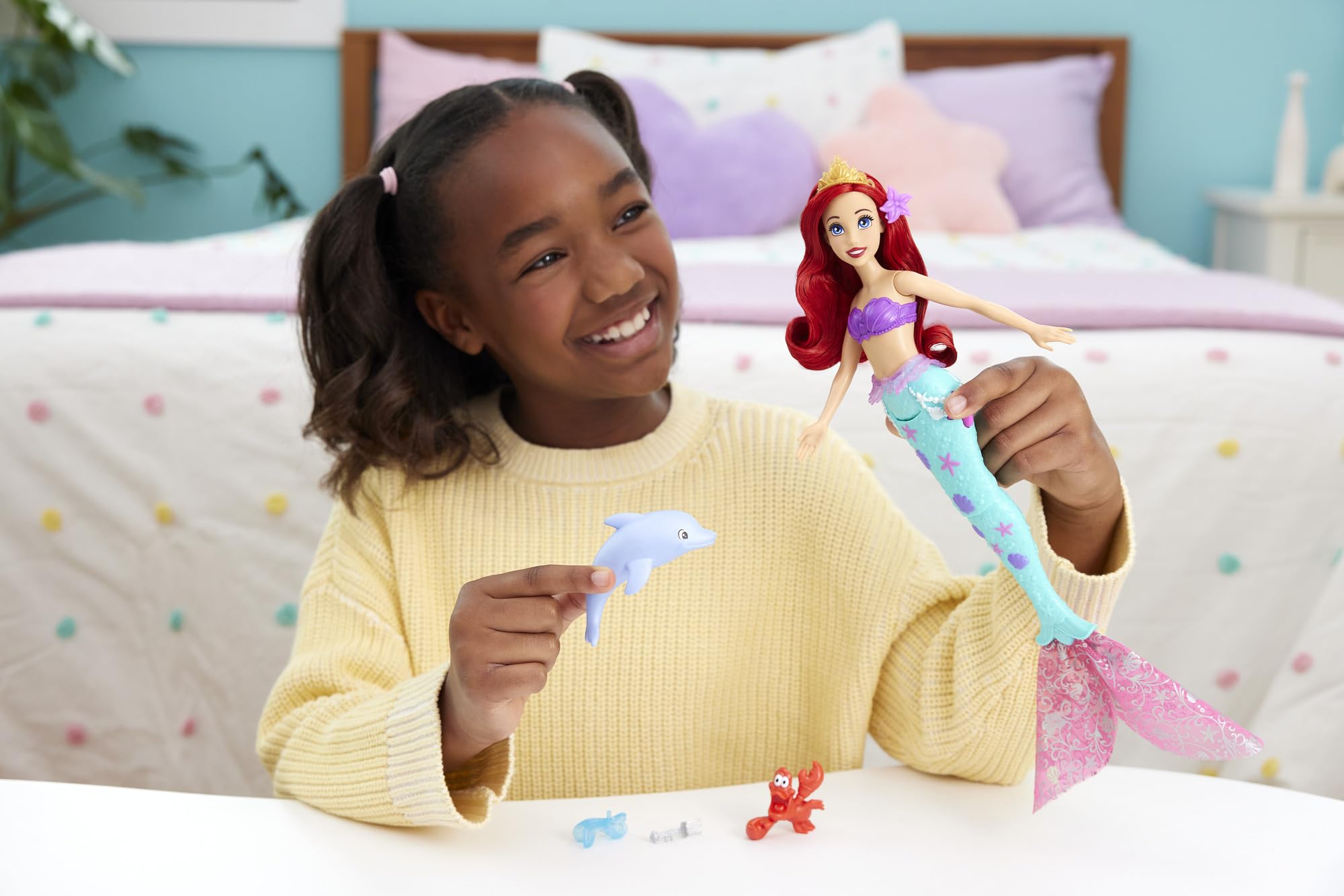 Foto 7 | Muñeca De Moda Mattel Disney Princess Ariel Con Dolphin Squirter - Venta Internacional.