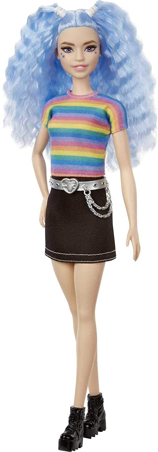 Venta Internacional-  Muñeca Barbie Fashionista Cabello Azul Ondulado