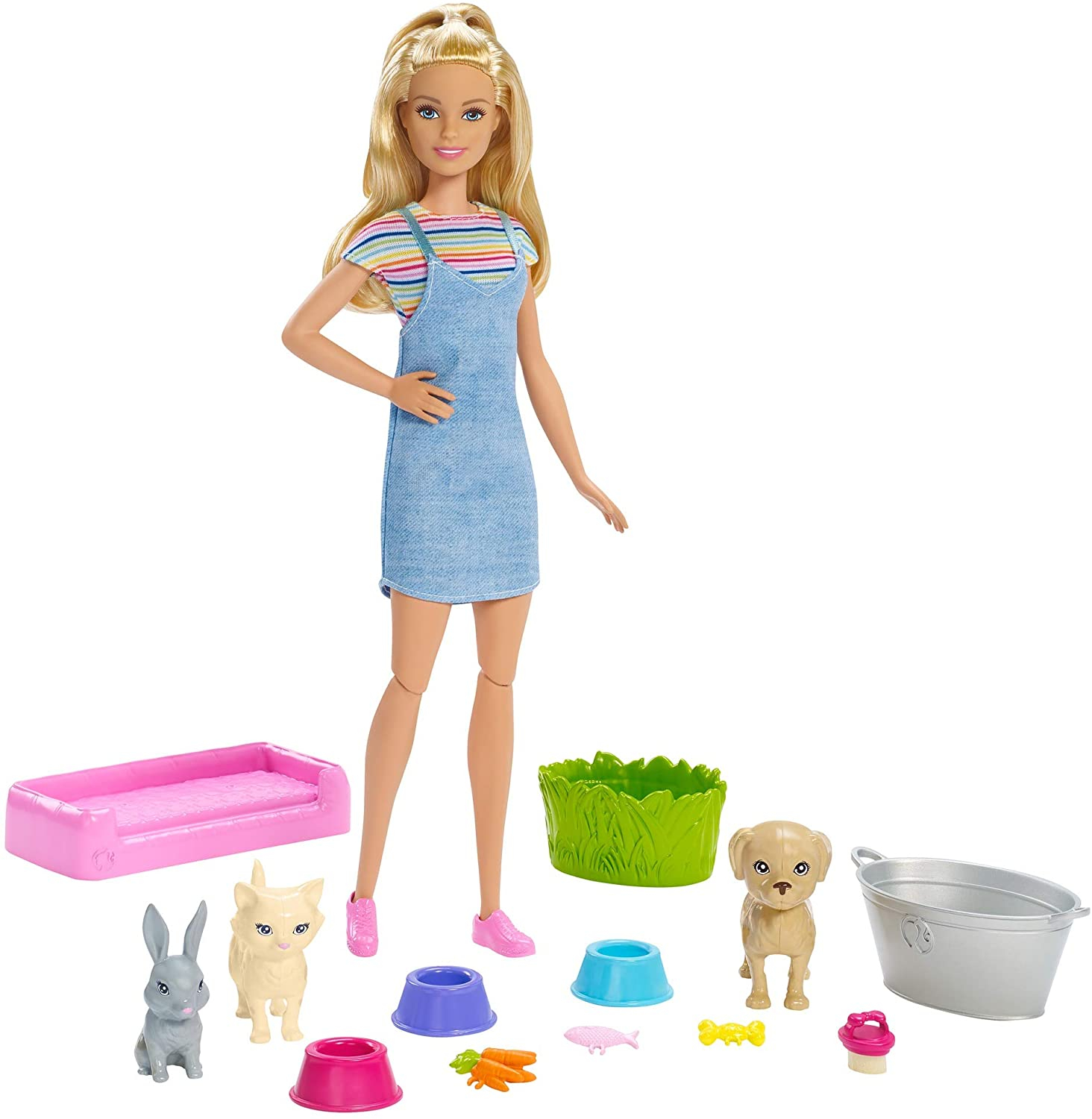 Foto 2 pulgar | Venta Internacional - Barbie Play 'n' Wash Pets - Conjunto De Juego Con Muñeca Rubia, 3 Animales Que Cambian De Color