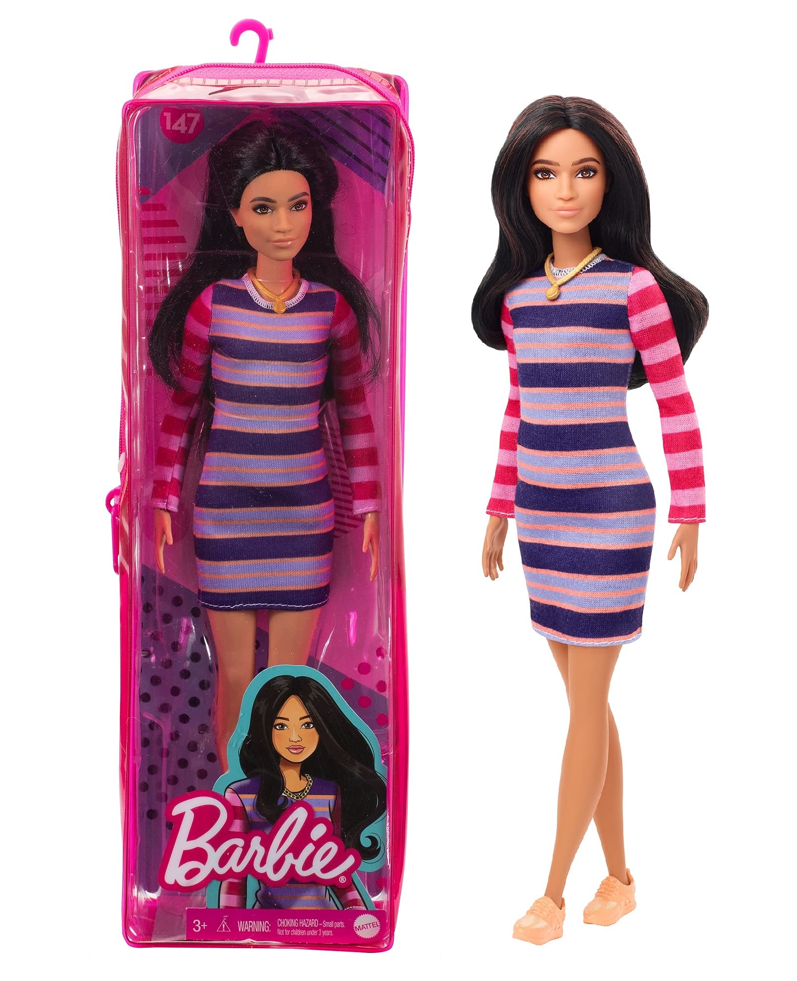 Venta Internacional-  Muñeca Barbie Fashionista Vestido A Rayas