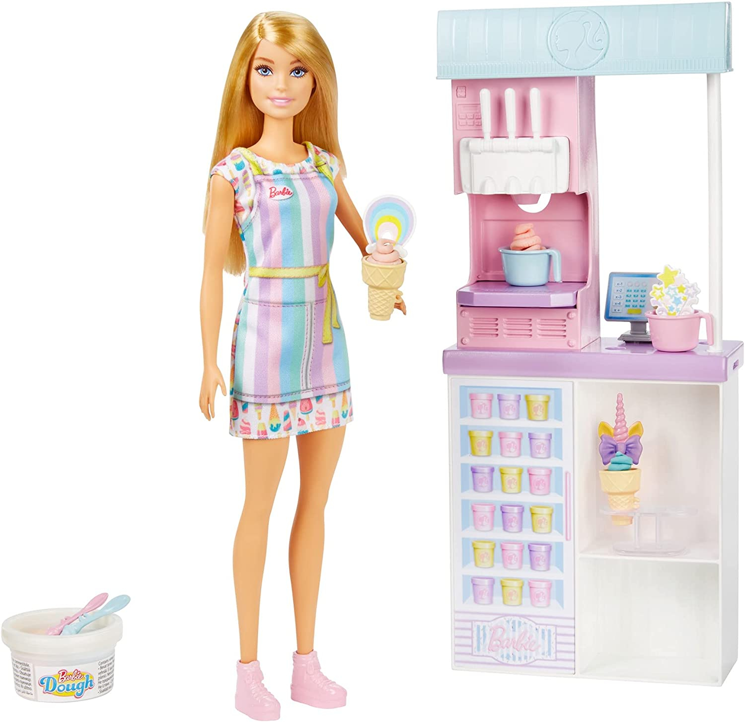 Foto 2 pulgar | Venta Internacional-barbie Ice Cream Shop Playset Con 12 En Muñeca Rubia