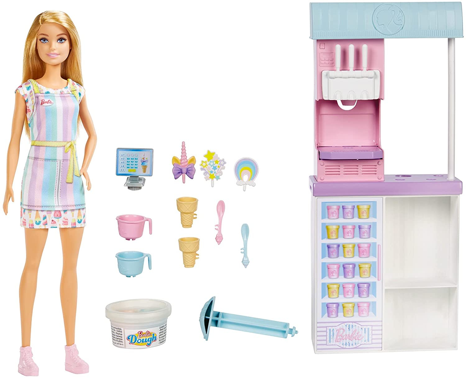 Foto 6 pulgar | Venta Internacional-barbie Ice Cream Shop Playset Con 12 En Muñeca Rubia