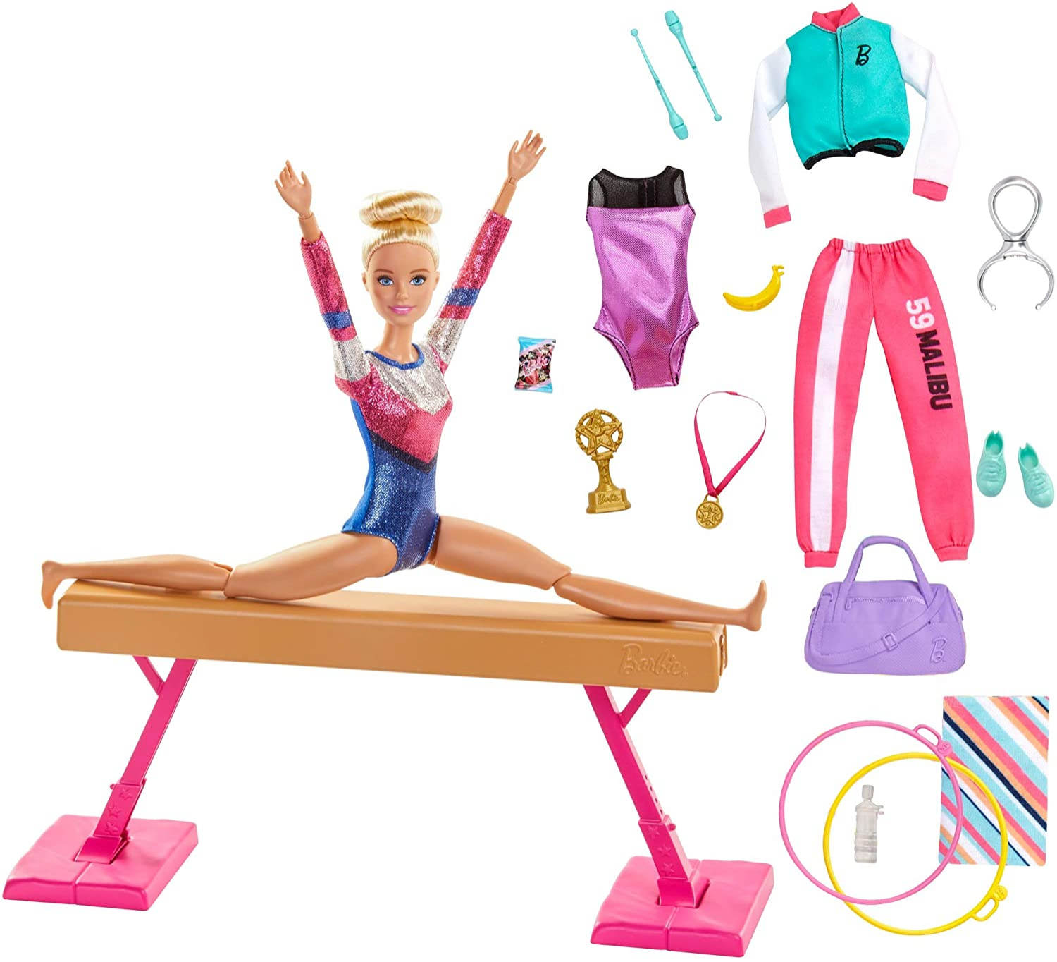 Foto 2 pulgar | Venta Internacional-  Playset De Gimnasia De Barbie Con Muñeca, Viga De Equilibrio, 15+ Accesorios