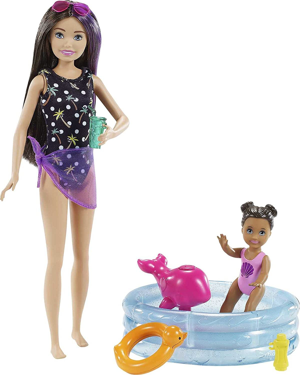 Venta Internacional-  Muñeca Barbie Sisters & Pets Skipper Niñera Piscina