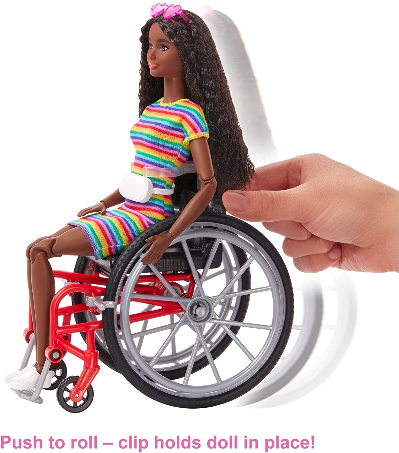 Foto 4 pulgar | Venta Internacional- Barbie Fashionistas - Muñeca Con Silla De Ruedas Y Vestido De Rayas Arcoíris