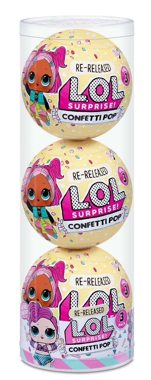 Venta Internacional-  L.o.l. Surprise! Confetti Pop 3 Pack Waves – 3 Re-released Dolls Each With 9 Surprises