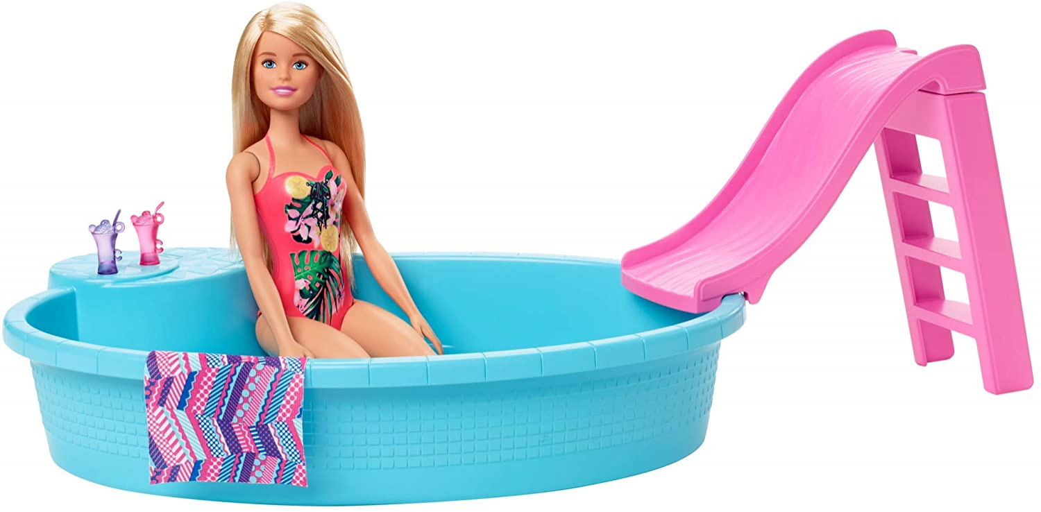 Foto 2 pulgar | Venta Internacional- Muñeca Barbie, Rubia De 11.5 Pulgadas Y Juego De Piscina Con Tobogán Y Accesorios