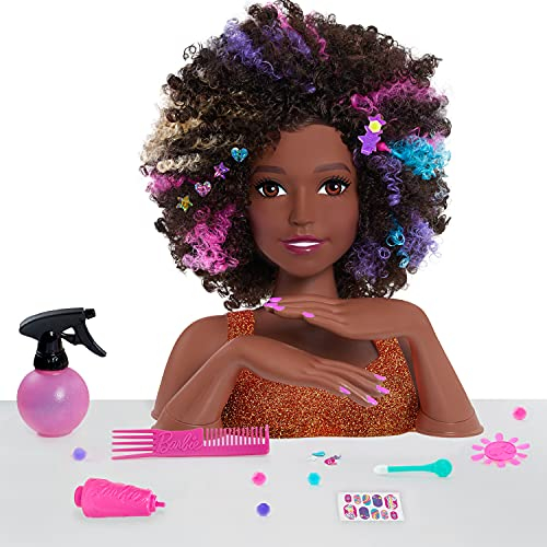 Venta Internacional- Barbie Rainbow Sparkle Deluxe Styling Head - Cabello Rizado