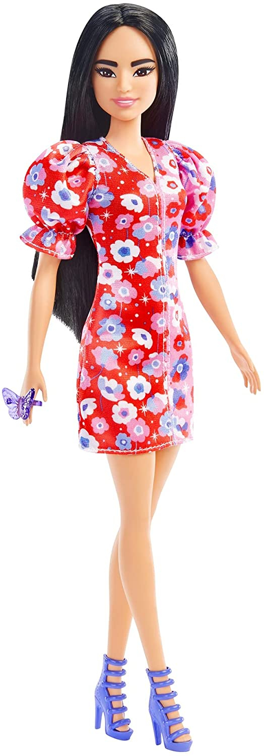 Foto 1 | Venta Internacional- Barbie Fashionista - Muñeca Morena Con Vestido De Flores A Dos Colores Y Accesorios
