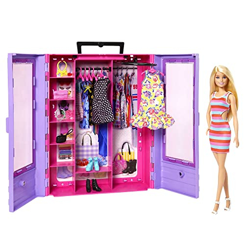 Venta Internacional- Barbie Fashionista Armario Portátil Para Ropa De Muñeca, Incluye 3 Looks Completos