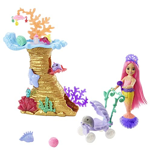 Foto 2 pulgar | Venta Internacional- Barbie Mermaid Power Playset Con Chelsea Mermaid Doll, 4 Mascotas, Área De Juego Y Accesorios