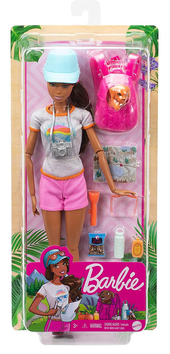 Foto 5 pulgar | Venta Internacional-muñeca Barbie Senderismo, Morena, Con Cachorro Y 9 Accesorios