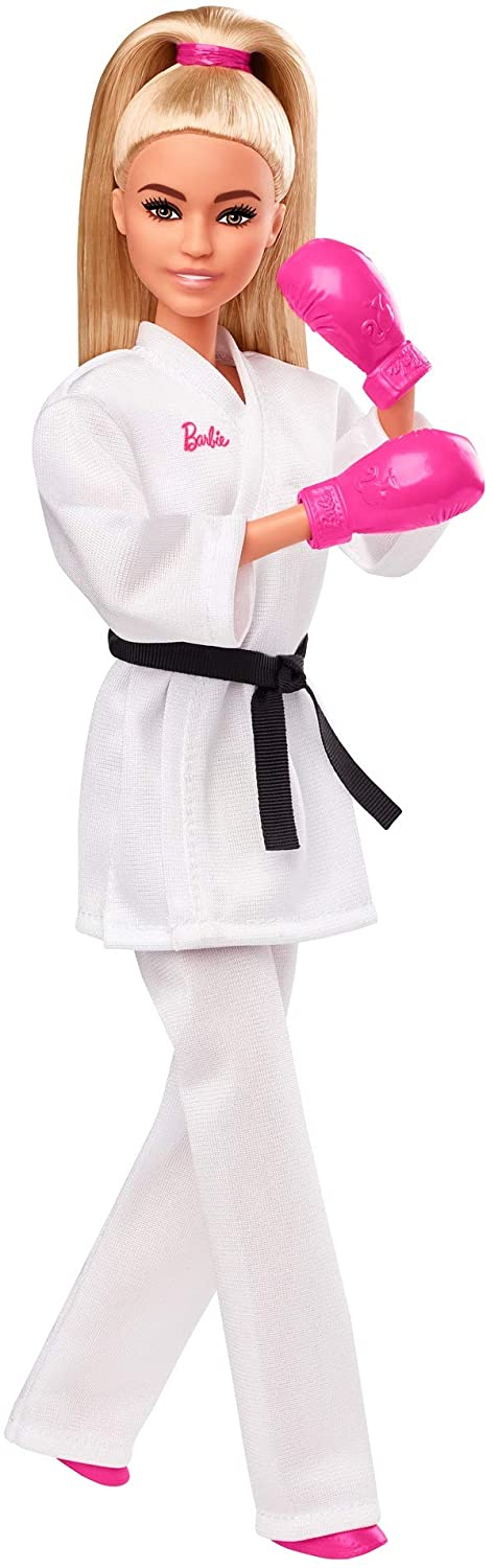 Venta Internacional- Muñeca Barbie Juegos Olímpicos Tokio 2020, Karate Uniforme, Chaqueta, Medalla, Casco, Guant