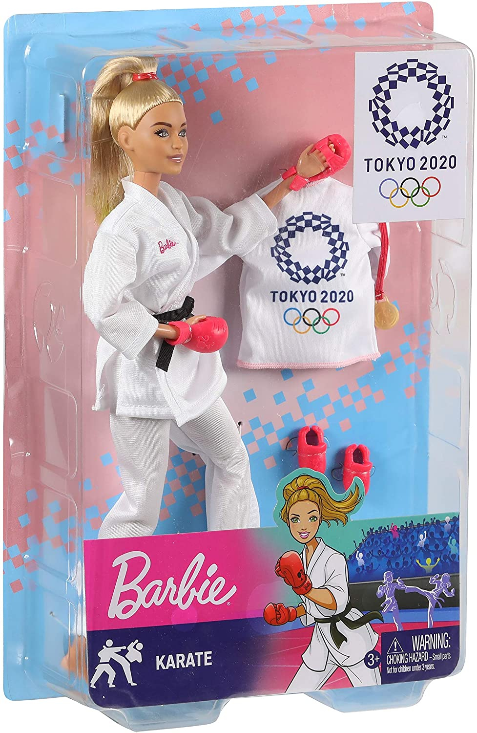 Foto 5 | Venta Internacional- Muñeca Barbie Juegos Olímpicos Tokio 2020, Karate Uniforme, Chaqueta, Medalla, Casco, Guant