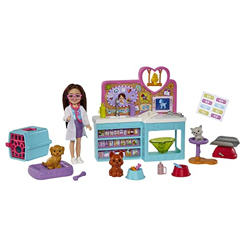 Venta Internacional-muñeca Barbie Chelsea Y Accesorios, Juego Veterinario De Mascotas