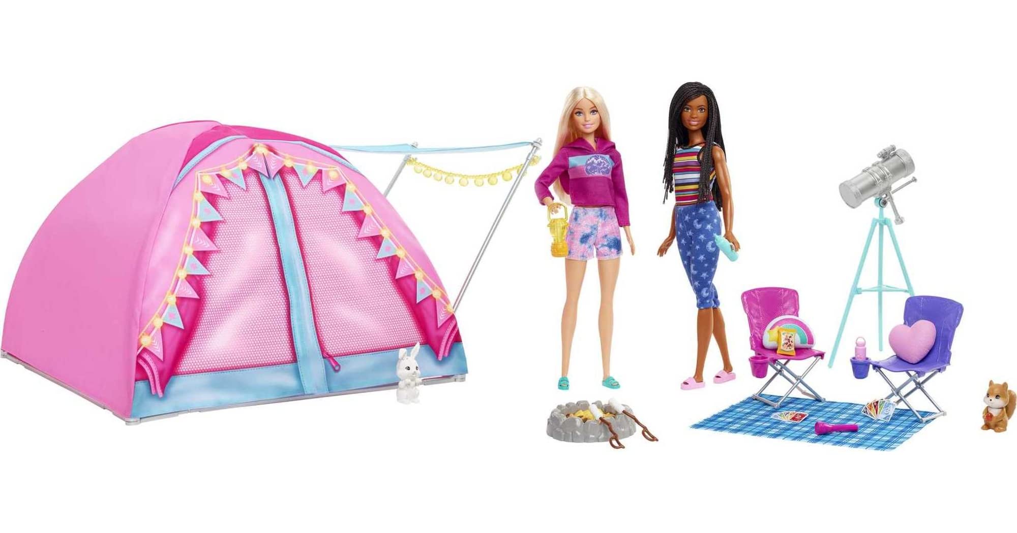 Foto 2 pulgar | Venta Internacional- Barbie Toma Dos Juegos De Campamento Con Carpa, 2 Muñecas Y 20 Piezas