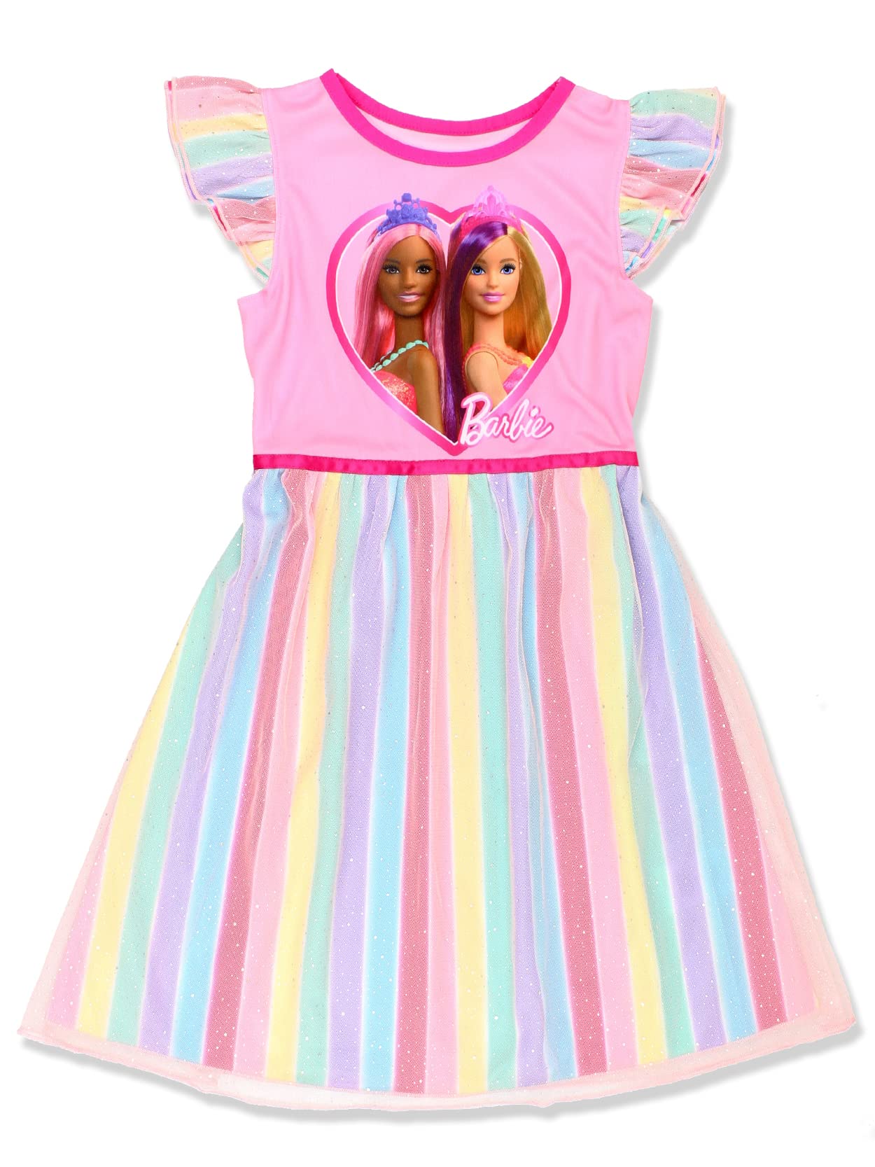 Foto 2 pulgar | Venta Internacional- Barbie Girl's Rainbow Dress Up Fantasy Gown Camisco Pajamas (4, Rosa)