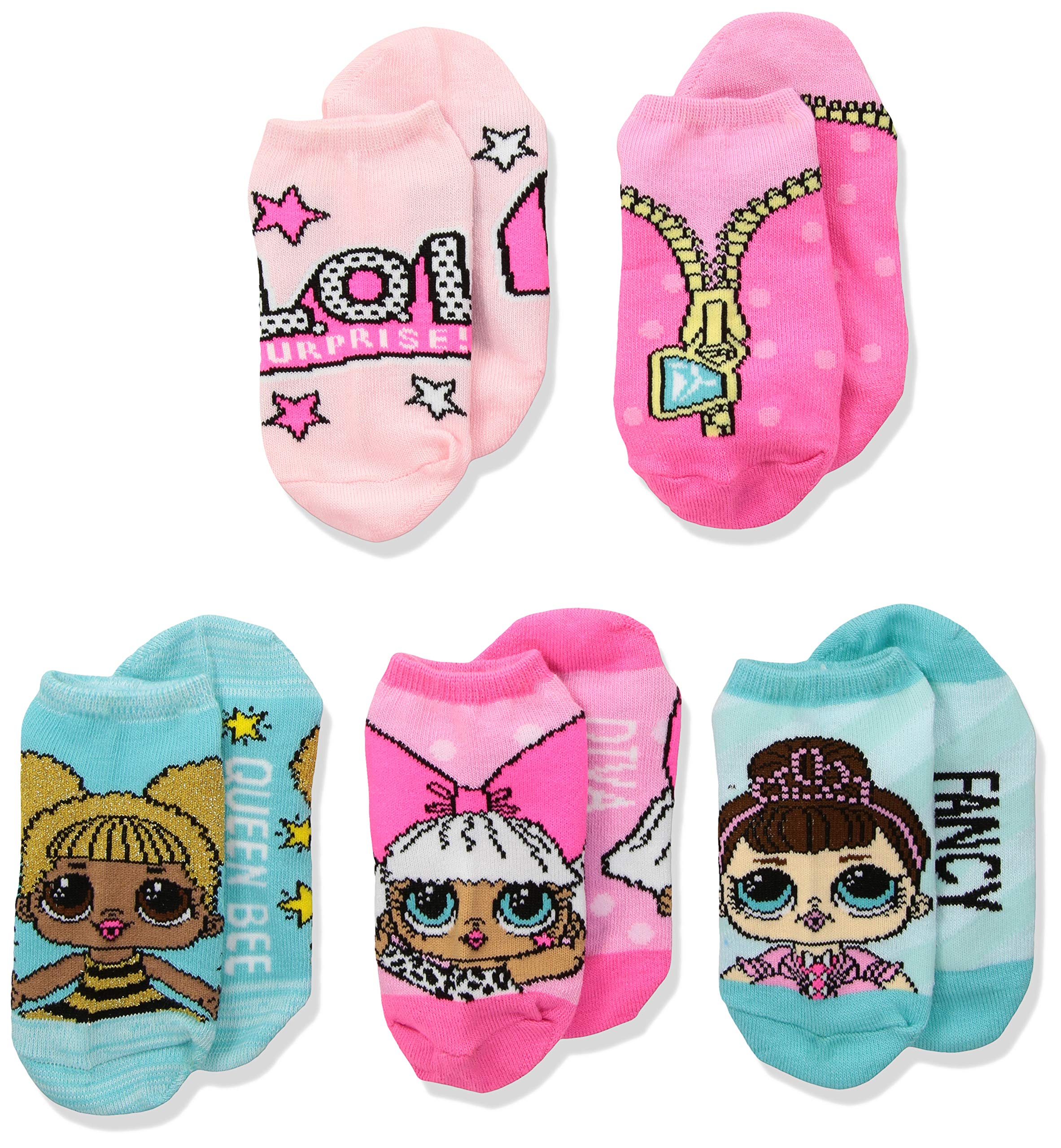 Venta Internacional -lol Sorpresa Chicas Lol Sorpresa! 5 Paquetes Sin Calcetines, Aqua Azul/rosa Fuerte, 11-sep Us