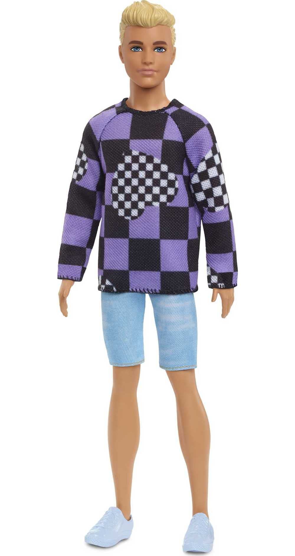 Foto 2 pulgar | Venta Internacional- Barbie Ken, Cabello Rubio Recortado, Suéter A Cuadros, Pantalones Cortos De Mezclilla, Zapat