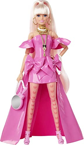 Foto 4 | Venta Internacional- Barbie Extra Fancy Look Plástico Rosa Muñeca Rubia Con Vestido Con Lazos, Bata, Perrito Y Acceso