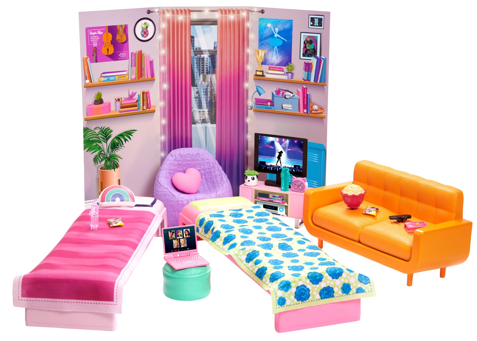 Foto 2 pulgar | Venta Internacional- Barbie: Playset Con 2 Camas, Sofá, Muebles De Dormitorio, Decoración Y Accesorios