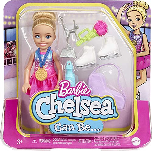 Foto 7 pulgar | Venta Internacional- Barbie Chelsea Muñeca Rubia De Hielo Chelsea, Estuche De Transporte, Ramo, Medalla, Trofeo, Botell