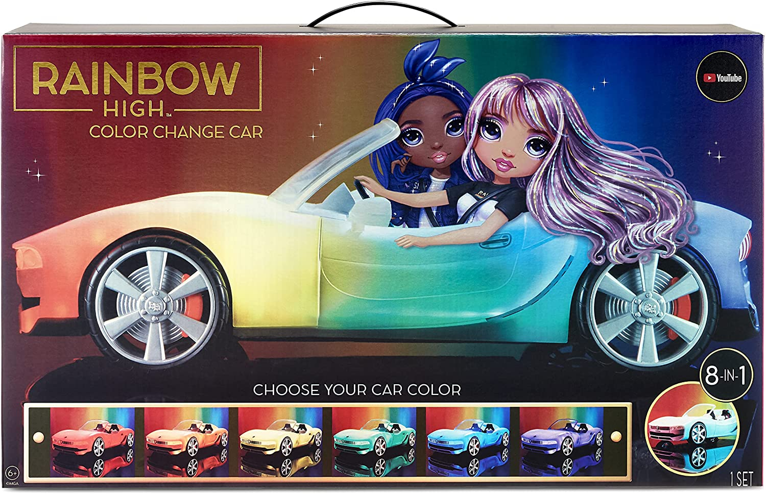 Venta Internacional- Rainbow High Color Change Car – Vehículo Convertible, 8 En 1 Light-up, Coche De Cambio Multicolor