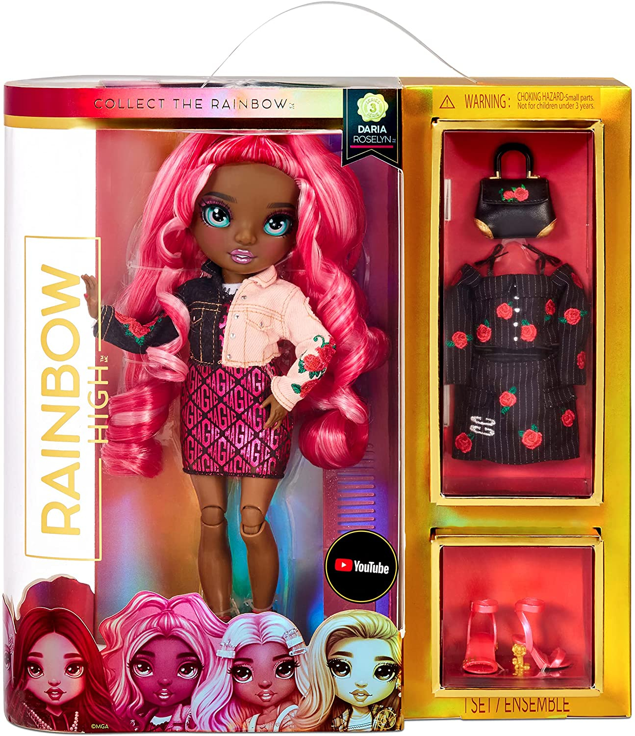 Foto 2 pulgar | Venta Internacional- Rainbow High Series 3 Daria Roselyn Fashion Doll – Rosa (rojo Rosado)