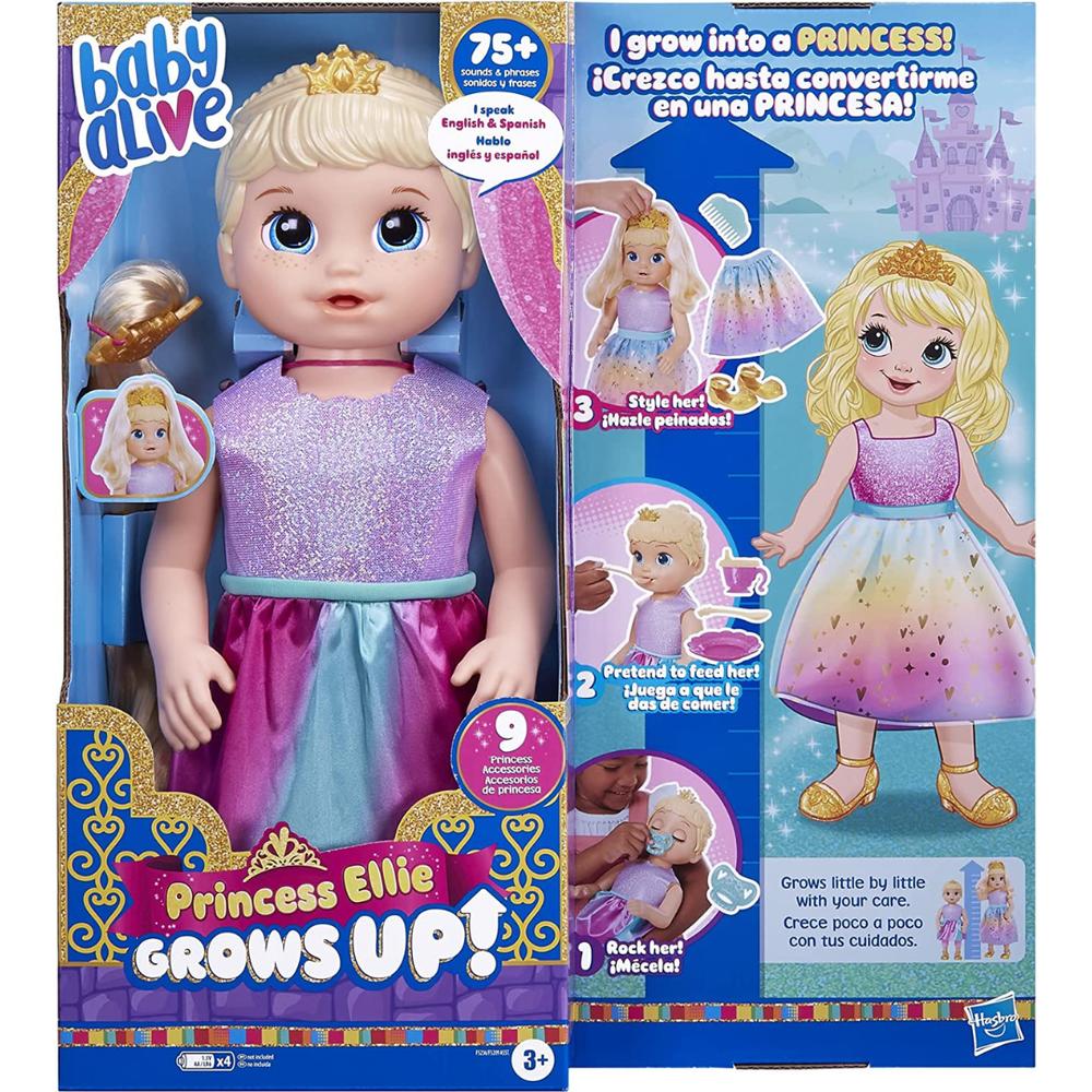 Muñeca Baby Alive Crece Princesa Ellie 9 Accesorios