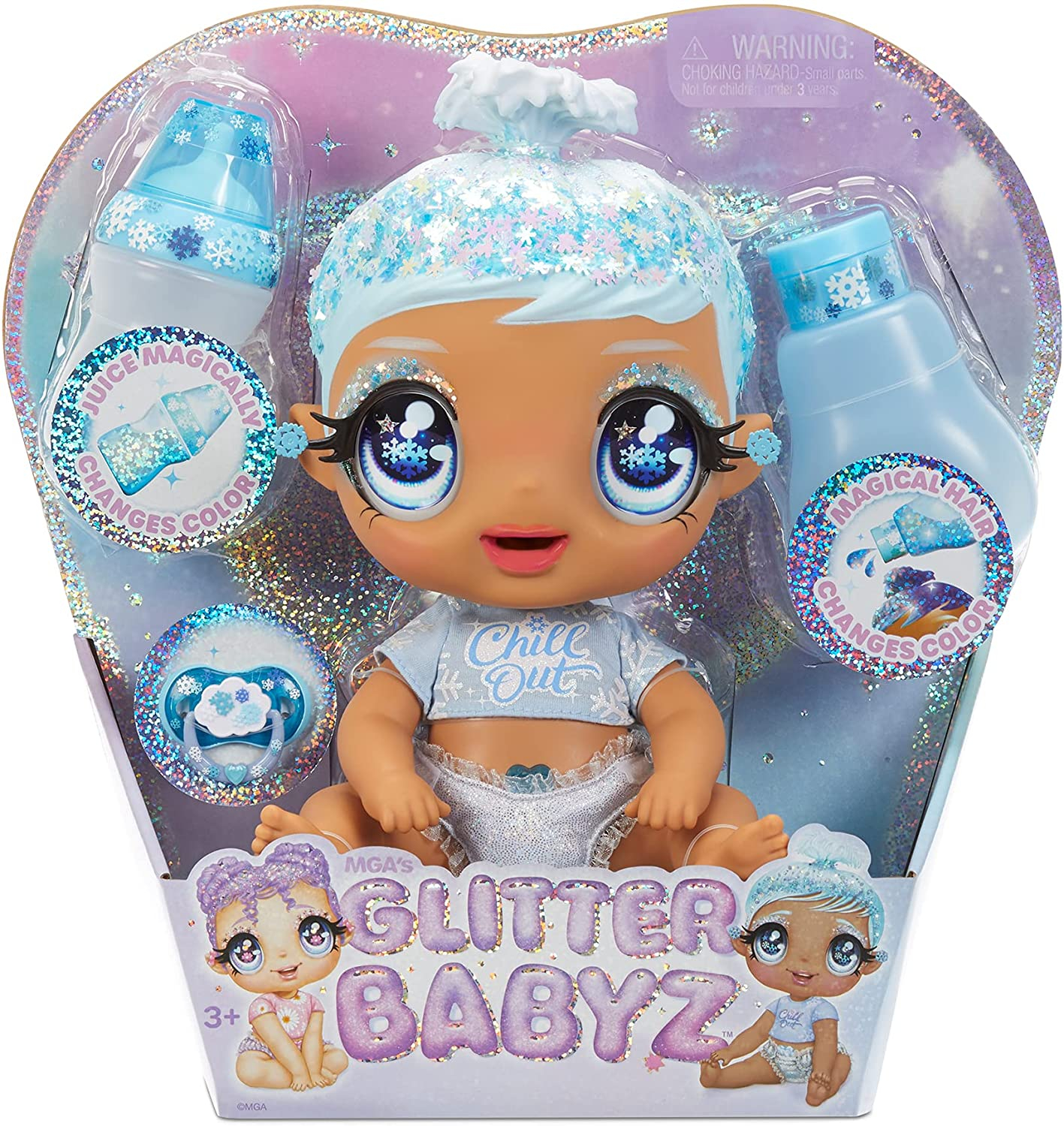 Venta Internacional - Muñeca De Bebé Con Forma De Copo De Nieve Glitter Babyz January Pelo Azul