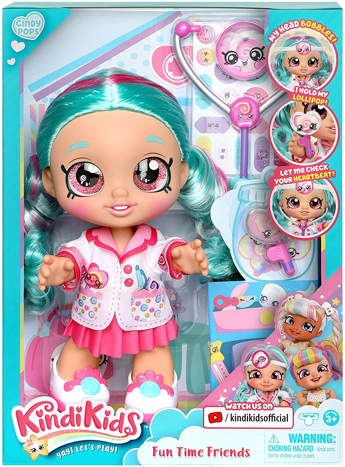 Foto 3 pulgar | Venta Internacional - Muñeca Kindi Kids Fun Time 10 " Dra. Cindy Pops con Estetoscopio y Piruleta Inspirada en Shopkins