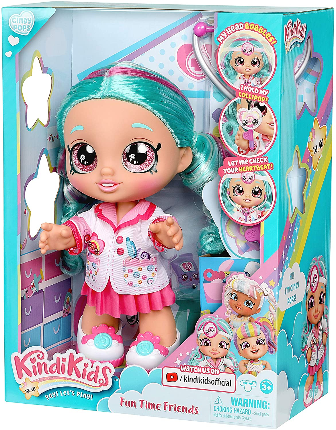 Foto 7 pulgar | Venta Internacional - Muñeca Kindi Kids Fun Time 10 " Dra. Cindy Pops con Estetoscopio y Piruleta Inspirada en Shopkins