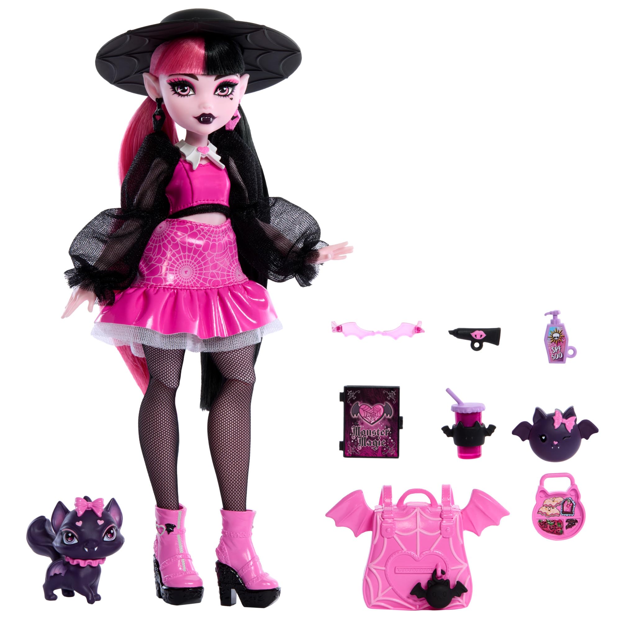 Foto 6 pulgar | Venta Internacional - Muñeca Monster High Draculaura Con Mascota Murciélagos Y Gatos Count Fabulous