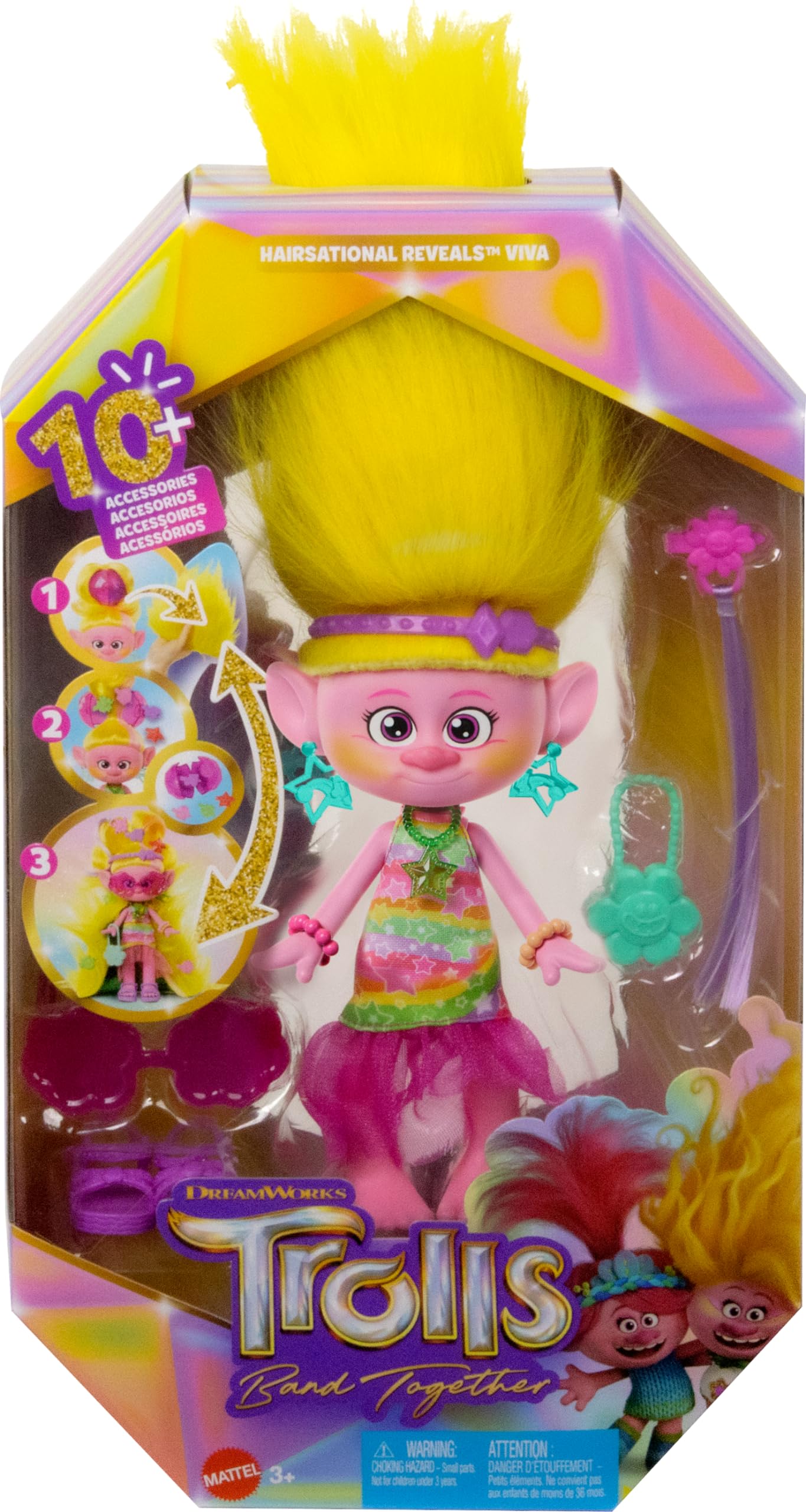 Foto 7 pulgar | Venta Internacional - Muñeca de Moda Mattel Dreamworks Trolls Band Together Hairsational Reveals
