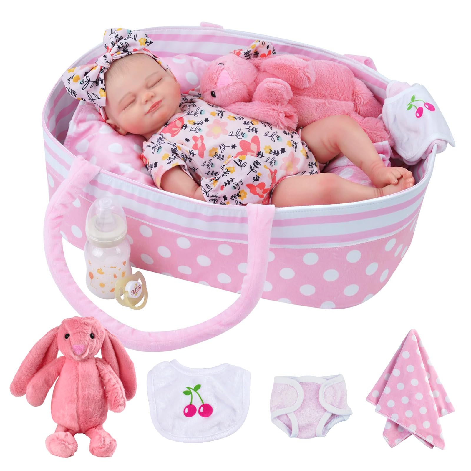 Foto 2 pulgar | Venta Internacional - Muñeca Reborn Babeside Skylar De 43 Cm Con Capazo Y Accesorios