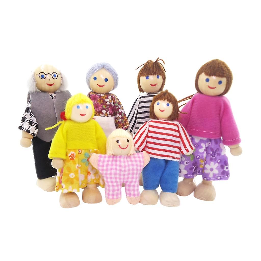 Foto 3 pulgar | Venta Internacional - Juego De Muñecas Familiares Para 7 Personas, Madera Y Tela, Miniatura 1:12