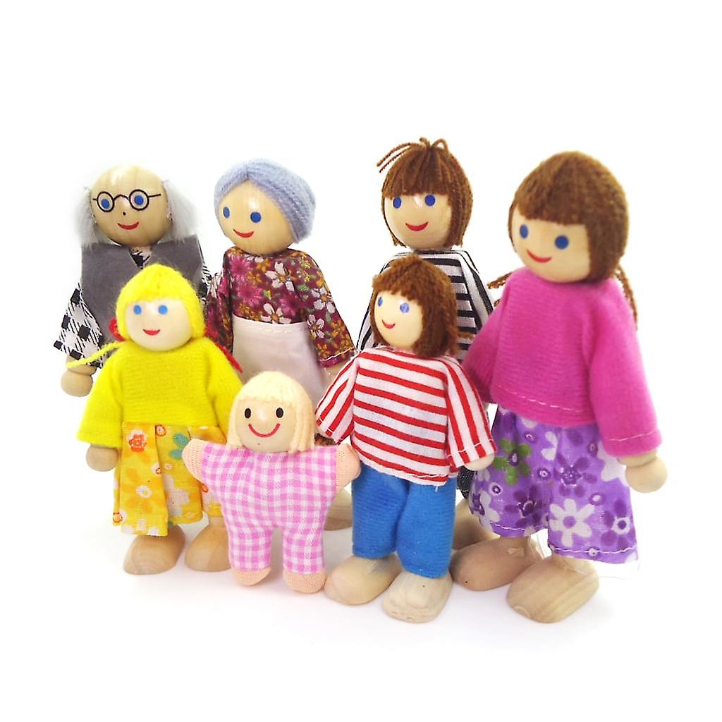 Foto 4 pulgar | Venta Internacional - Juego De Muñecas Familiares Para 7 Personas, Madera Y Tela, Miniatura 1:12