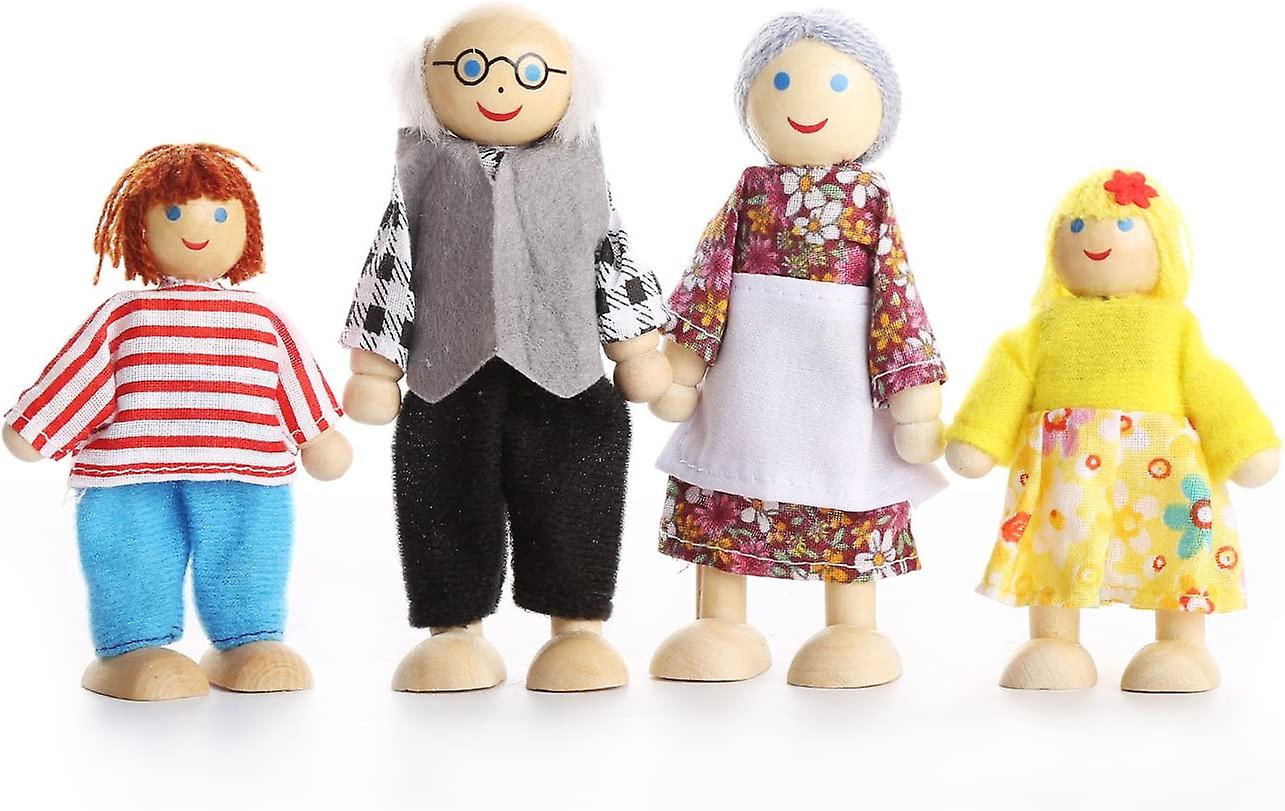 Foto 5 pulgar | Venta Internacional - Juego De Muñecas Familiares Para 7 Personas, Madera Y Tela, Miniatura 1:12