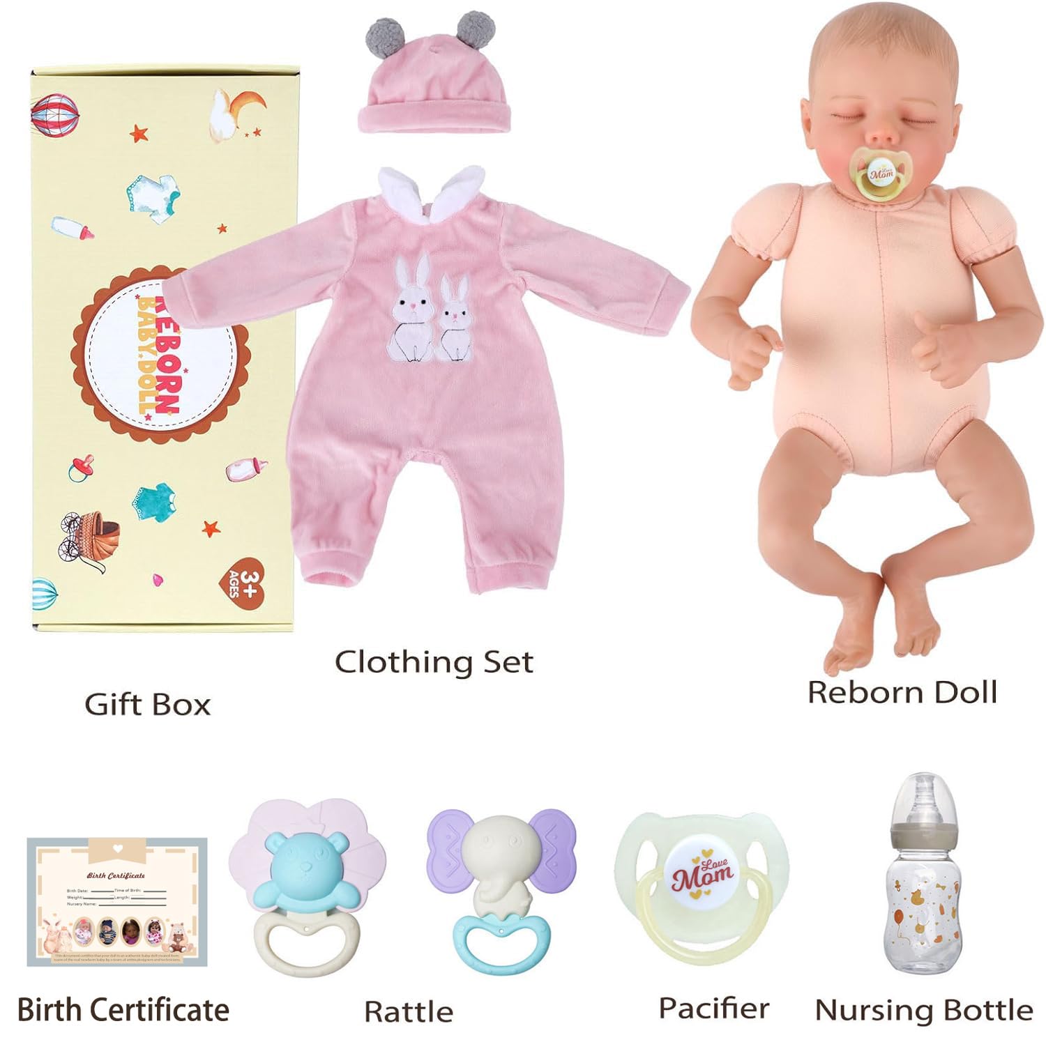 Foto 8 pulgar | Venta Internacional - Muñeca Reborn Jizhi Relike Girl De 43 Cm Con Kit De Alimentación Para Mayores De 3
