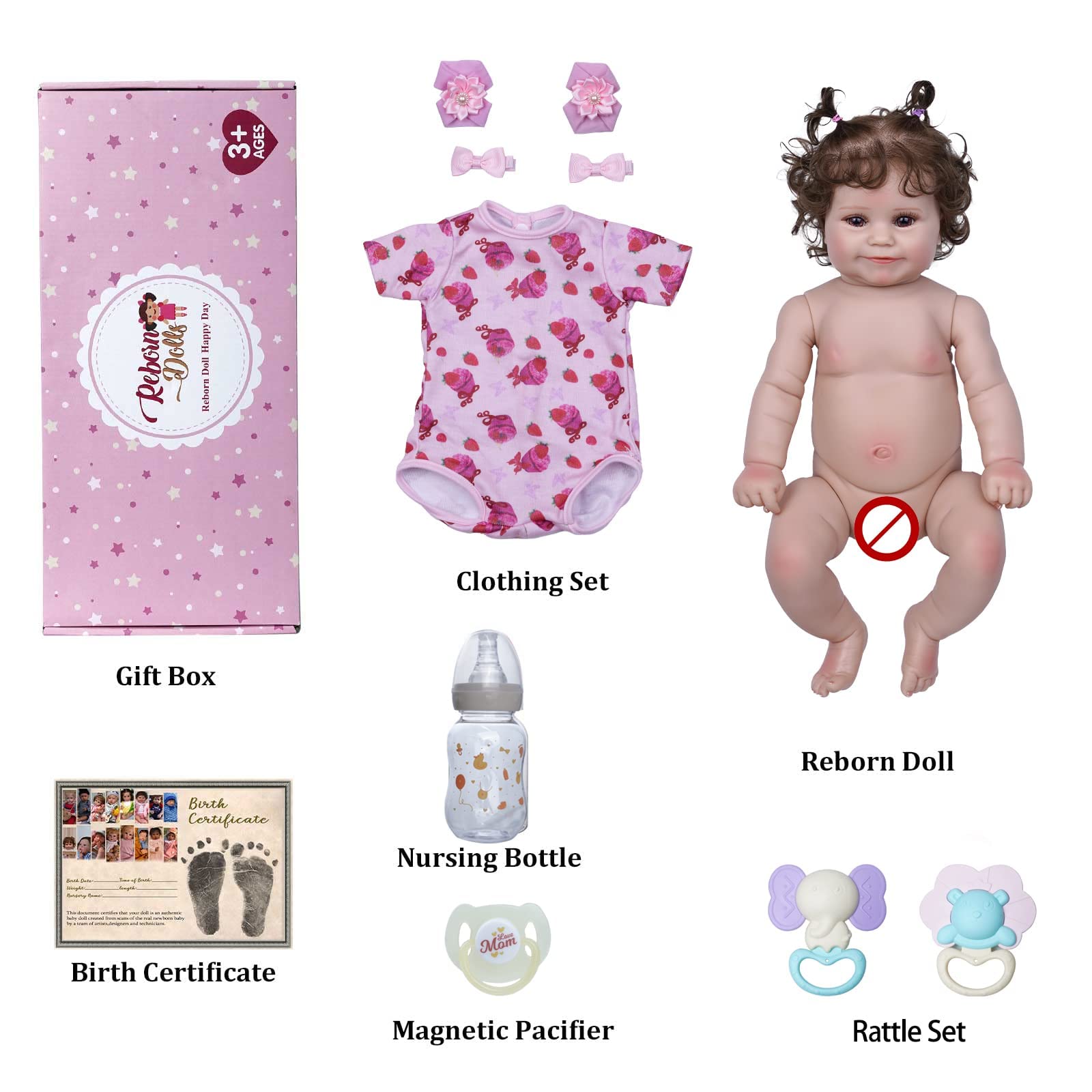 Foto 7 pulgar | Venta Internacional - Muñeca Reborn Jizhi Lifelike De 50 Cm Con Cuerpo Completo De Vinilo Con Kit