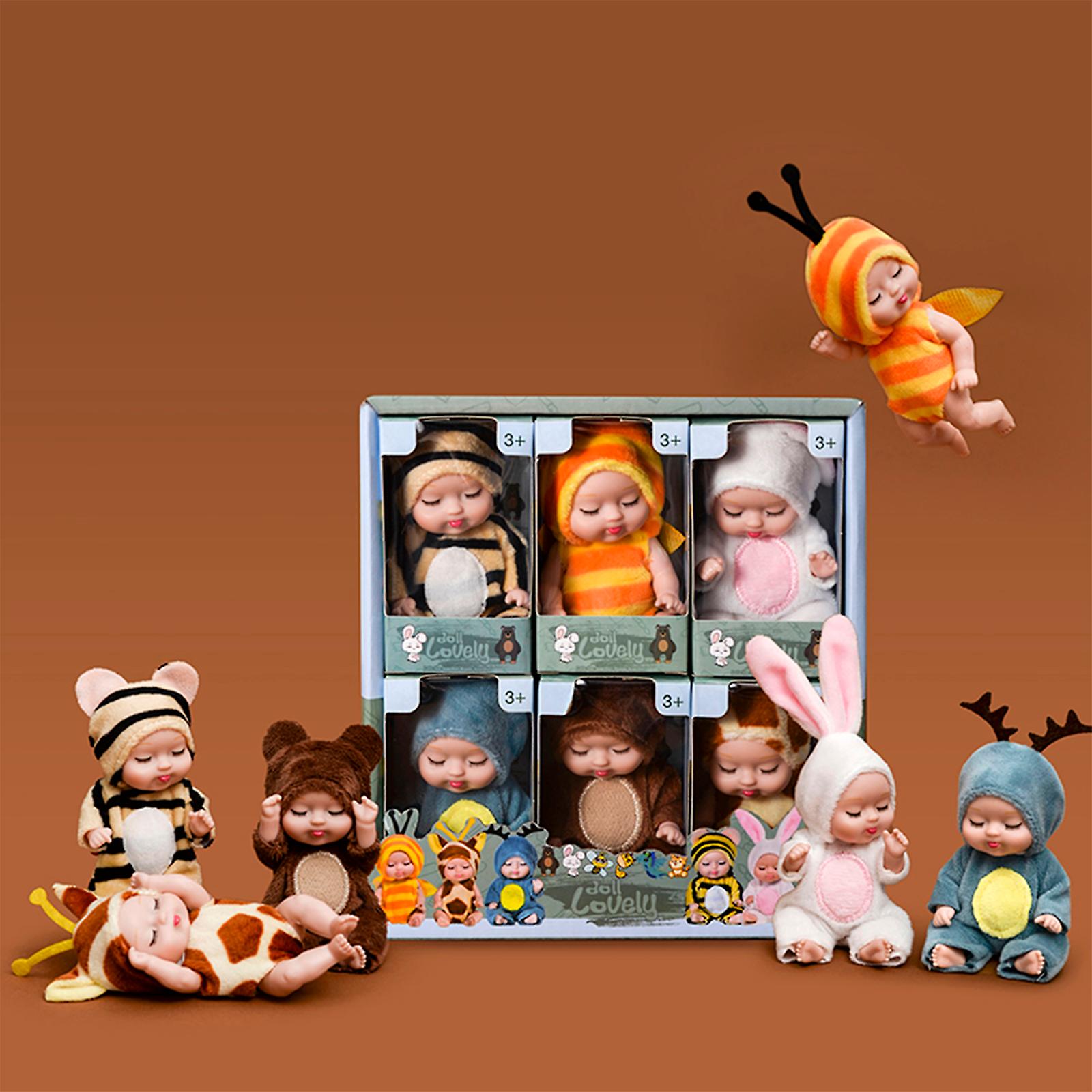 Venta Internacional - Mini Reborn Baby Dolls, Juego De 6 Muñecas Realistas De Pvc Con Ropa