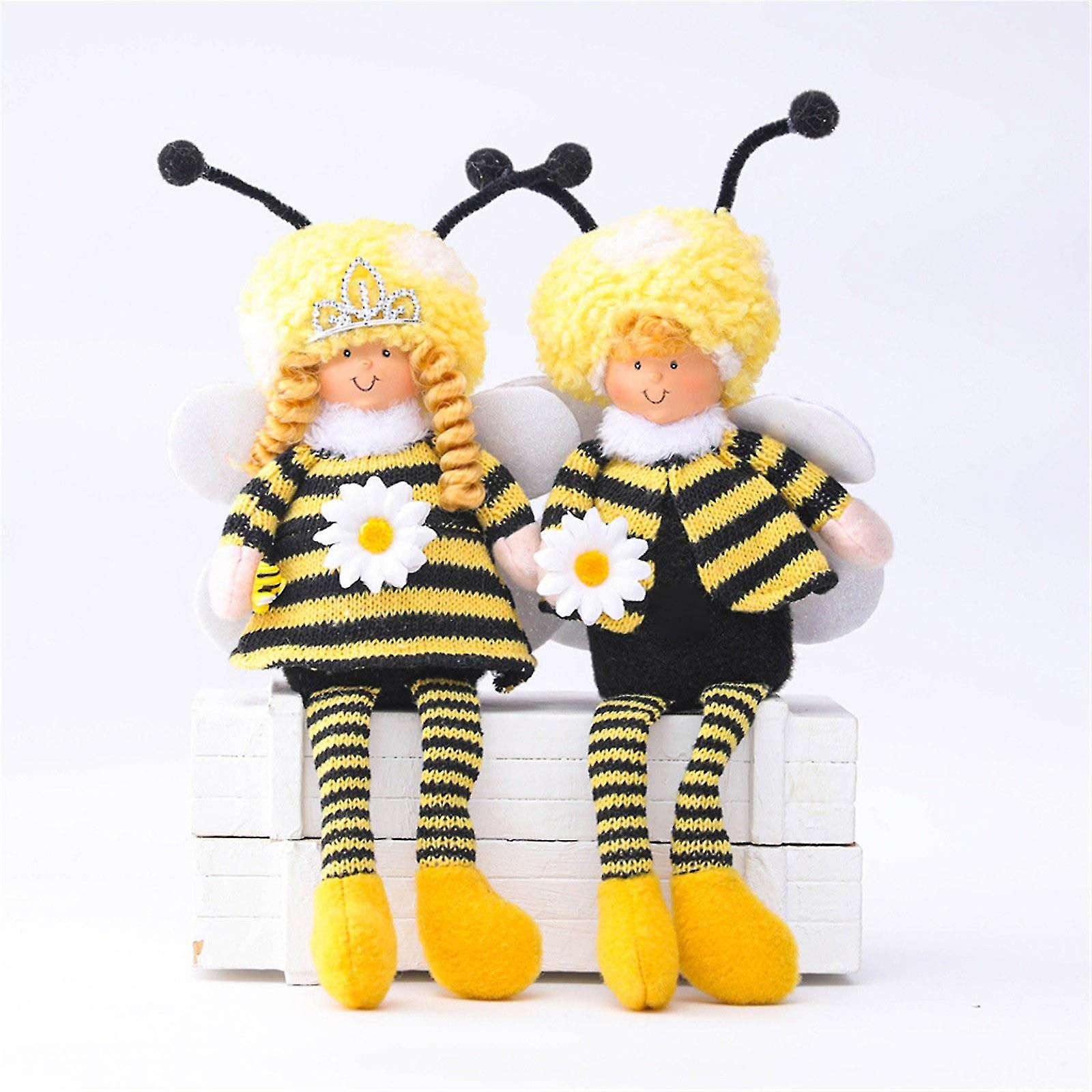 Foto 3 pulgar | Venta Internacional - Muñeca Decorativa Tejida En Lana De Pierna Larga Con Forma De Abeja Para Festival, 34 Cm