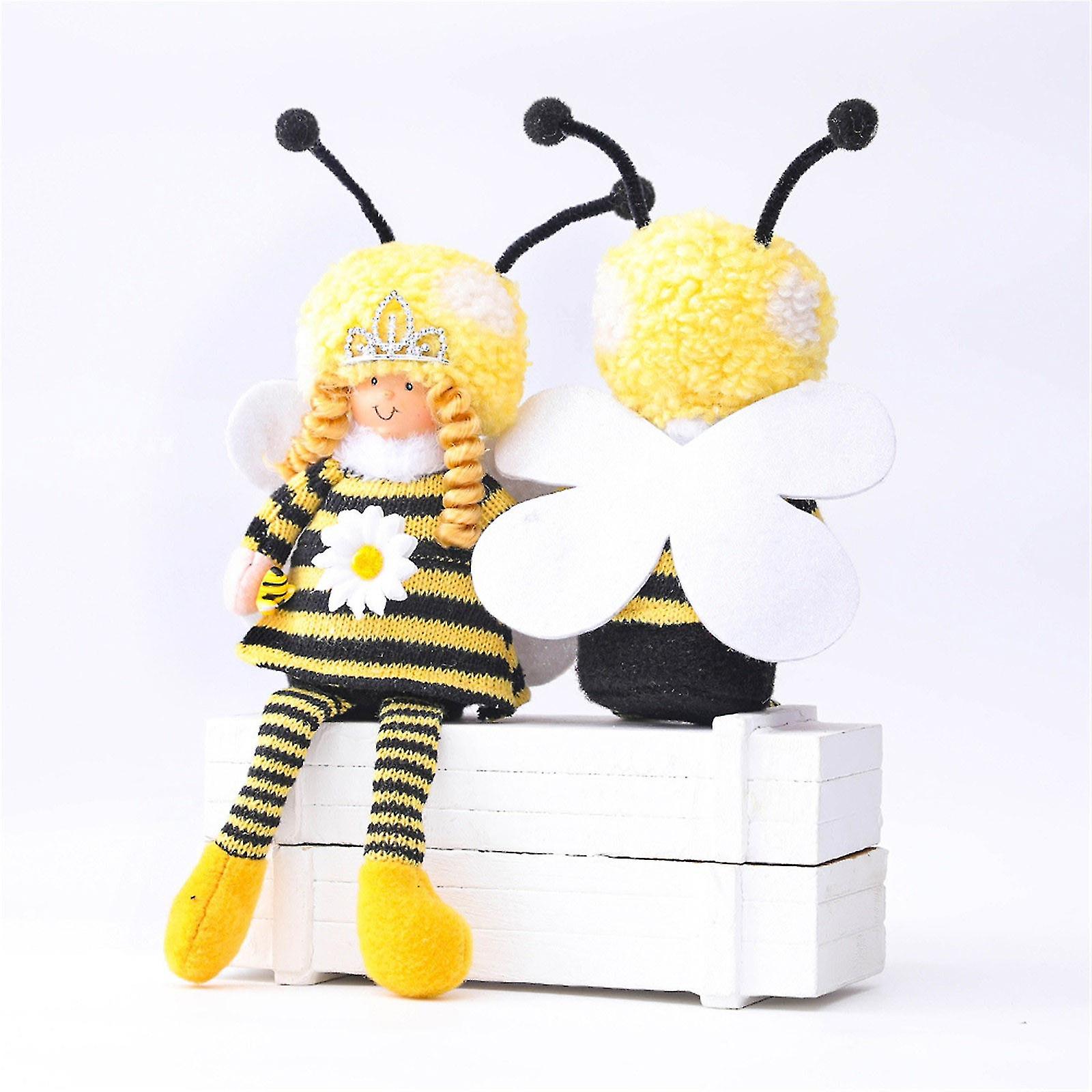 Foto 4 pulgar | Venta Internacional - Muñeca Decorativa Tejida En Lana De Pierna Larga Con Forma De Abeja Para Festival, 34 Cm