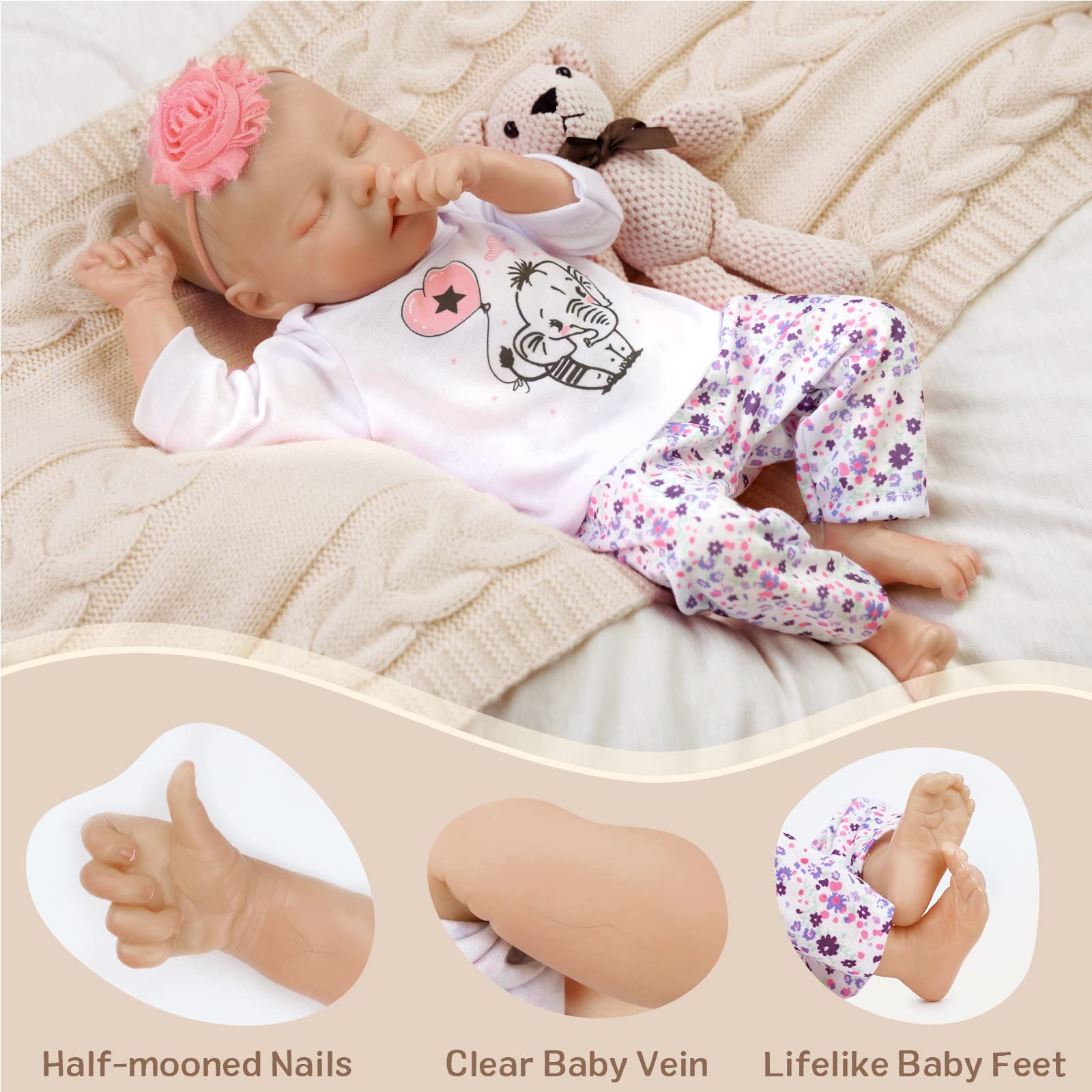 Foto 4 pulgar | Venta Internacional - Muñeca Reborn Jizhi, Realista, Realista, De 43 Cm, Con Kit De Alimentación