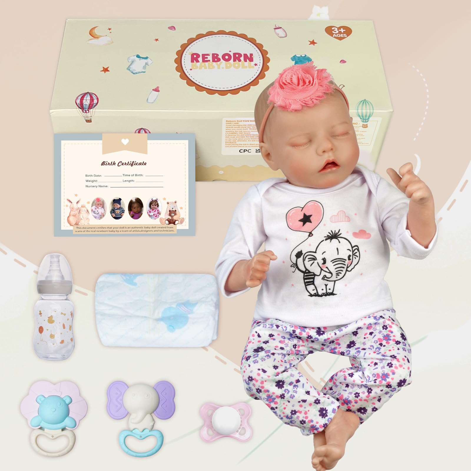 Foto 8 pulgar | Venta Internacional - Muñeca Reborn Jizhi, Realista, Realista, De 43 Cm, Con Kit De Alimentación