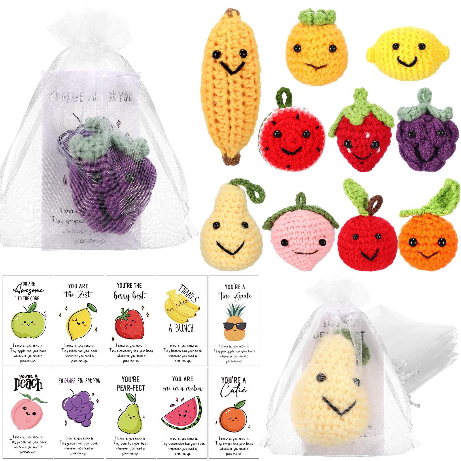 Foto 2 pulgar | Frutas de Peluche Sappy Inspirational Positive 10 Piezas - Venta Internacional