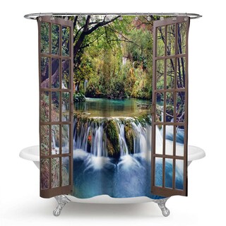 Foto 1 | Cortina De Ducha Xueqin 3d Waterfall Landscape, Impermeable - Venta Internacional.