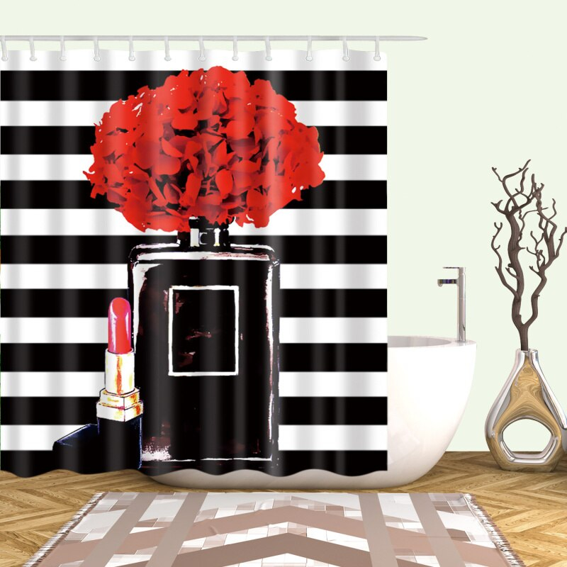 Foto 3 pulgar | Cortina De Ducha Lanlove Creative Sexy Red Lips Girl 3d - Venta Internacional.